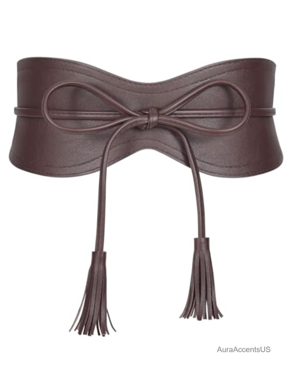 Wide Obi Belt Faux Leather Tassel Tie Waistband Cinch Dress Belt